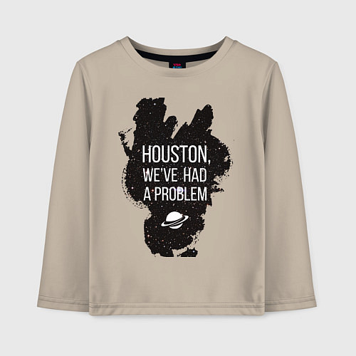 Детский лонгслив Хьюстон, у нас проблемы / Миндальный – фото 1