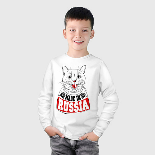 Детский лонгслив Made in Russia: киса / Белый – фото 3