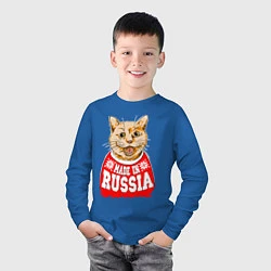 Лонгслив хлопковый детский Made in Russia: киса, цвет: синий — фото 2