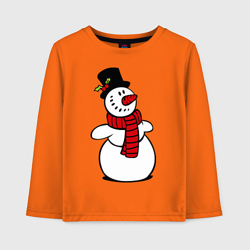 Детский лонгслив Весёлый снеговик / Оранжевый – фото 1