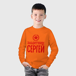 Лонгслив хлопковый детский Защитник Сергей, цвет: оранжевый — фото 2