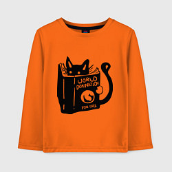 Лонгслив хлопковый детский Кот с книгой, цвет: оранжевый
