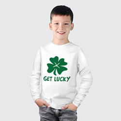 Лонгслив хлопковый детский Get lucky, цвет: белый — фото 2