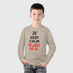 Лонгслив хлопковый детский Keep Calm & Justice For All, цвет: миндальный — фото 2