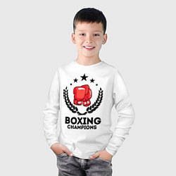 Лонгслив хлопковый детский Boxing Champions, цвет: белый — фото 2