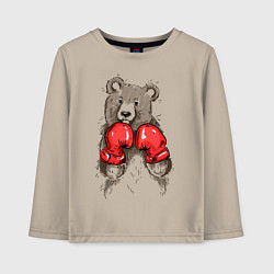 Лонгслив хлопковый детский Bear Boxing, цвет: миндальный