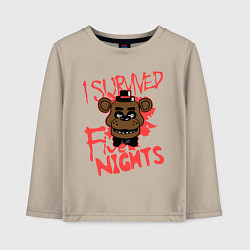 Лонгслив хлопковый детский I Survived Five Night, цвет: миндальный