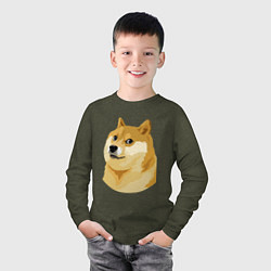 Лонгслив хлопковый детский Doge, цвет: меланж-хаки — фото 2