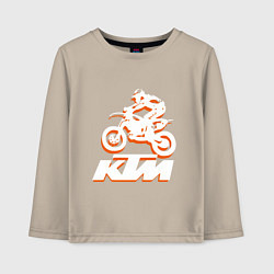 Лонгслив хлопковый детский KTM белый, цвет: миндальный