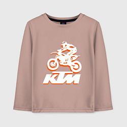 Лонгслив хлопковый детский KTM белый, цвет: пыльно-розовый