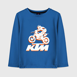 Лонгслив хлопковый детский KTM белый, цвет: синий