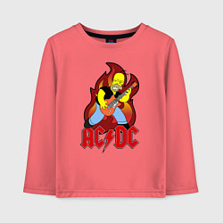 Лонгслив хлопковый детский AC/DC Homer, цвет: коралловый