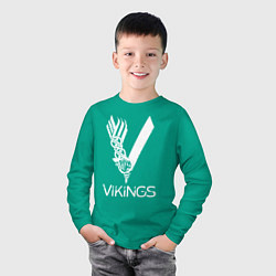 Лонгслив хлопковый детский Vikings, цвет: зеленый — фото 2