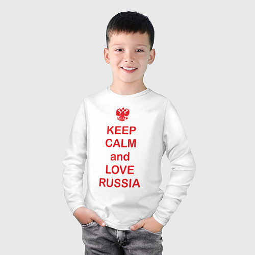 Детский лонгслив Keep Calm & Love Russia / Белый – фото 3