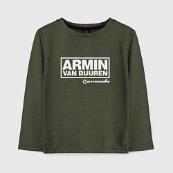 Лонгслив хлопковый детский Armin van Buuren, цвет: меланж-хаки