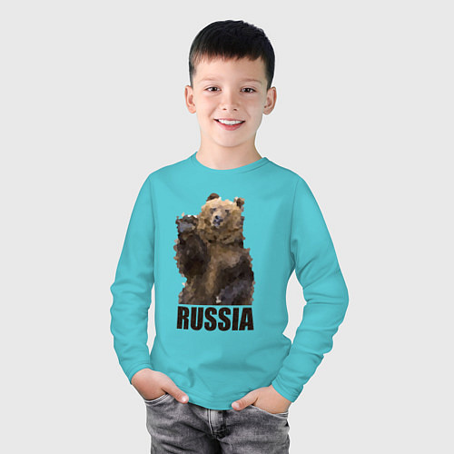 Детский лонгслив Russia: Poly Bear / Бирюзовый – фото 3