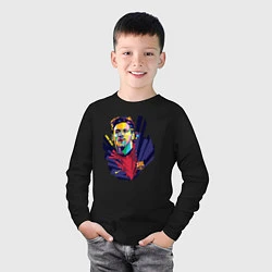 Лонгслив хлопковый детский Messi Art, цвет: черный — фото 2