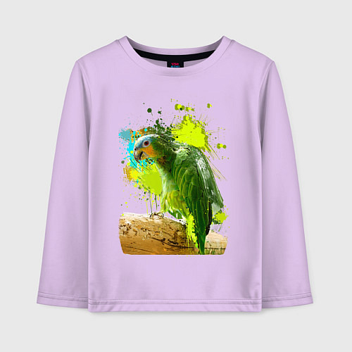 Детский лонгслив Зеленый попугай / Лаванда – фото 1