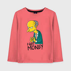 Лонгслив хлопковый детский Mr. Burns: I get money, цвет: коралловый