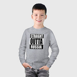 Лонгслив хлопковый детский Straight Outta Russia, цвет: меланж — фото 2