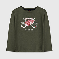 Лонгслив хлопковый детский Detroit Red Wings: Est.1926, цвет: меланж-хаки