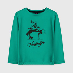 Лонгслив хлопковый детский Wrestling, цвет: зеленый