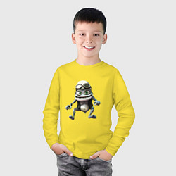 Лонгслив хлопковый детский Сумасшедшая лягушка гонщик, цвет: желтый — фото 2