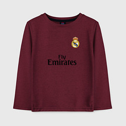Лонгслив хлопковый детский Real Madrid: Fly Emirates, цвет: меланж-бордовый