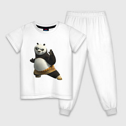 Пижама хлопковая детская Кунг фу Панда, цвет: белый