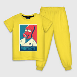 Пижама хлопковая детская Zoidberg: Why not?, цвет: желтый