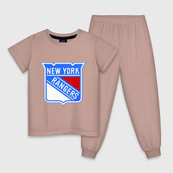 Пижама хлопковая детская New York Rangers, цвет: пыльно-розовый