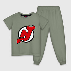 Пижама хлопковая детская New Jersey Devils, цвет: авокадо