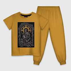 Пижама хлопковая детская Dark Souls: Warrior цвета горчичный — фото 1