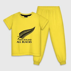 Пижама хлопковая детская New Zeland: All blacks, цвет: желтый