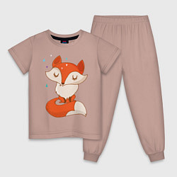 Пижама хлопковая детская Лисичка, цвет: пыльно-розовый