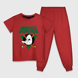 Пижама хлопковая детская Anaheim Mighty Ducks, цвет: красный