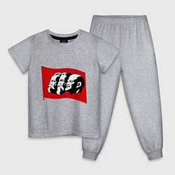 Пижама хлопковая детская Маркс, Энгельс, Ленин, цвет: меланж