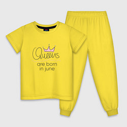 Пижама хлопковая детская Королевы рождаются в июне, цвет: желтый
