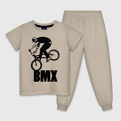 Пижама хлопковая детская BMX 3, цвет: миндальный