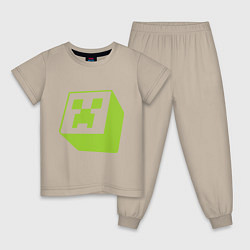Пижама хлопковая детская Green Creeper, цвет: миндальный