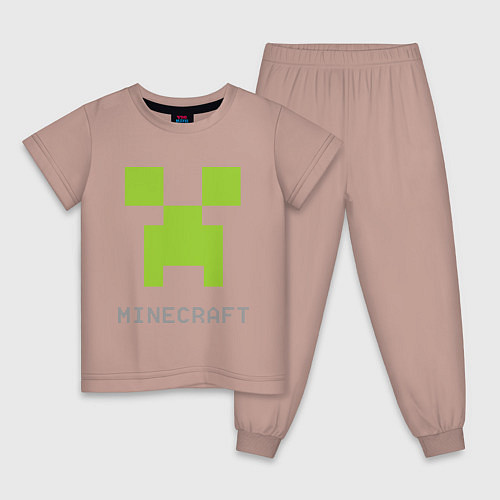 Детская пижама Minecraft logo grey / Пыльно-розовый – фото 1