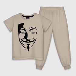Пижама хлопковая детская Vendetta Mask, цвет: миндальный