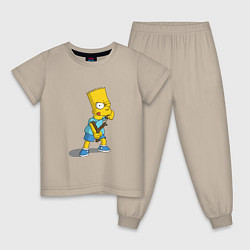 Пижама хлопковая детская Bad Bart, цвет: миндальный
