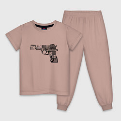 Пижама хлопковая детская Pulp Fiction Gun, цвет: пыльно-розовый