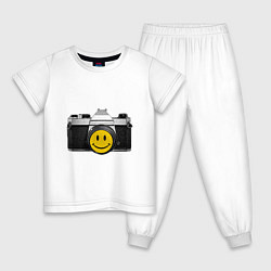 Пижама хлопковая детская Фото-smile, цвет: белый