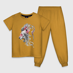 Пижама хлопковая детская Лев, цвет: горчичный