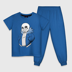 Пижама хлопковая детская Sans, цвет: синий