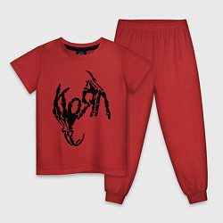 Пижама хлопковая детская Korn bones, цвет: красный