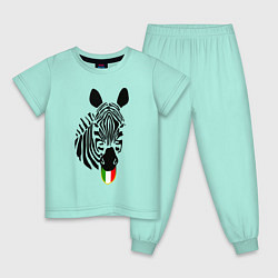 Пижама хлопковая детская Juventus Zebra, цвет: мятный