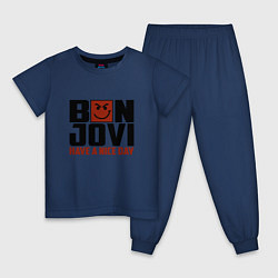 Пижама хлопковая детская Bon Jovi: Nice day, цвет: тёмно-синий